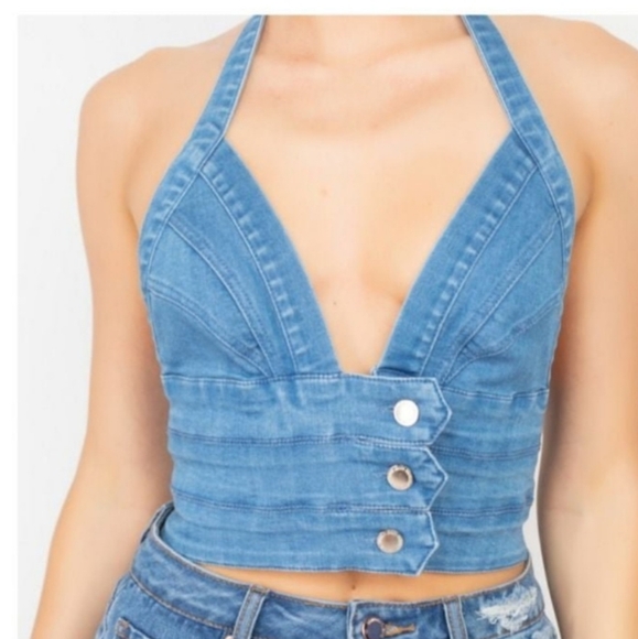 Denim crop top - Picture 2 of 3